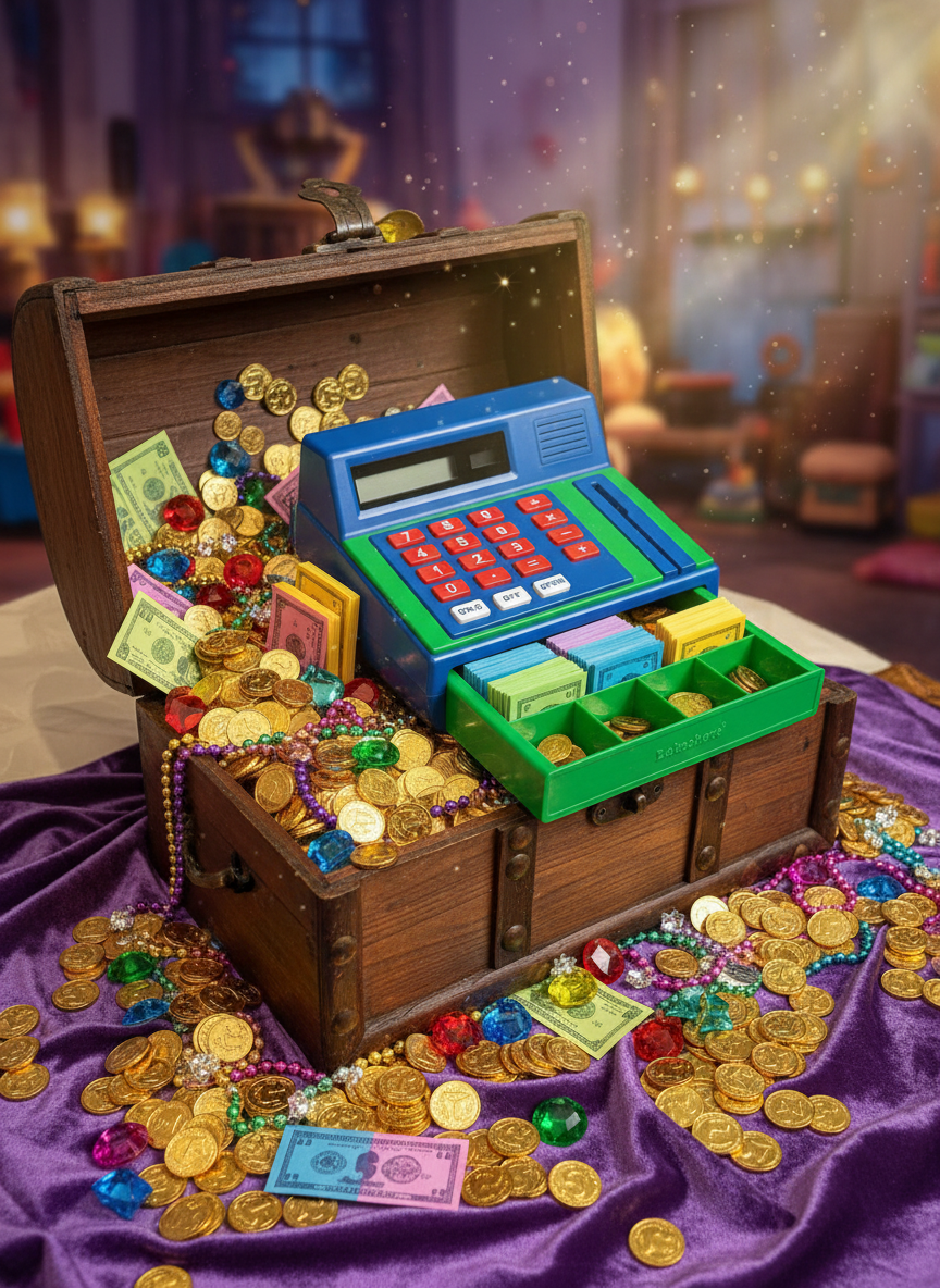 Cash Register with Treasure Chest